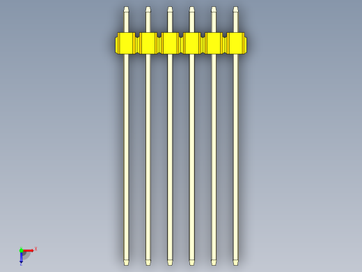 彩色公头100mil（2.54mm）系列-DS1021_yellow_1x06p_100mil_Type43_rev1.0俯视缩略图