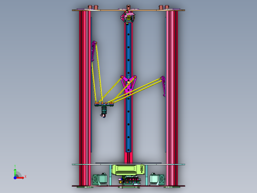钢板和铝型材搭建并联3d打印机前视缩略图