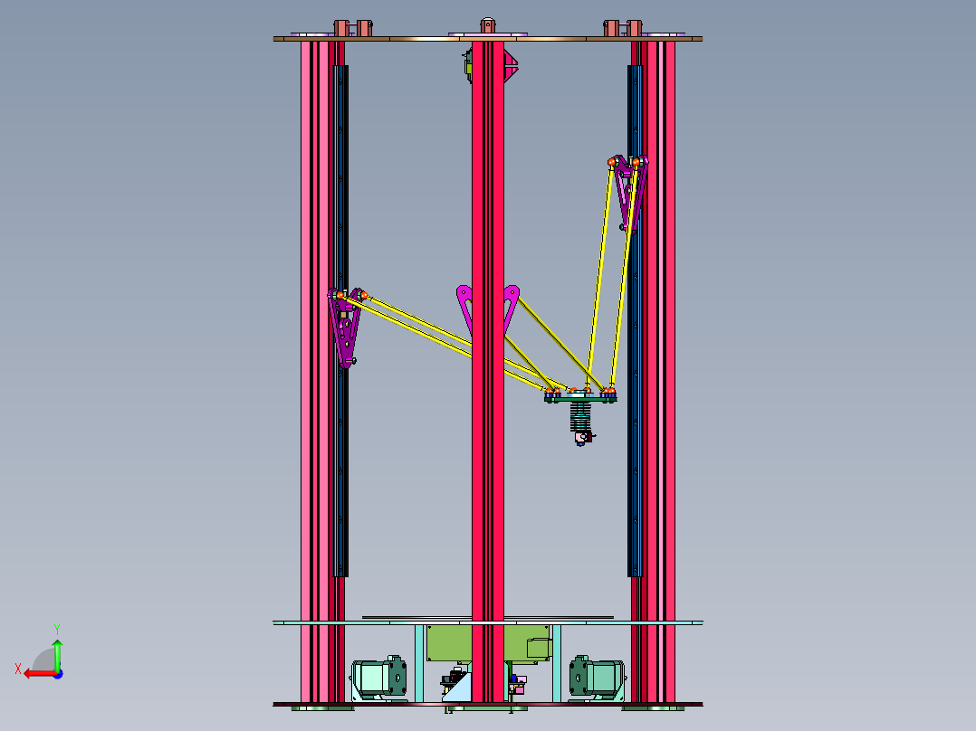 钢板和铝型材搭建并联3d打印机后视图