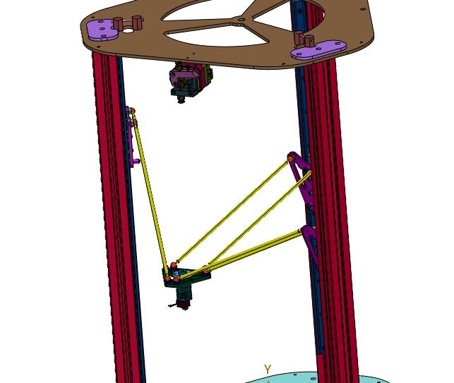 钢板和铝型材搭建并联3d打印机