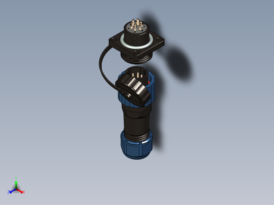 SP16防水连接器正等轴测图