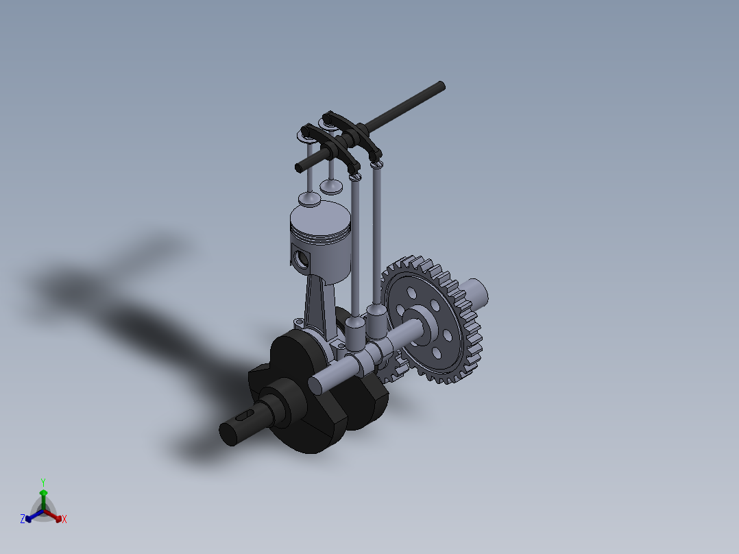 单缸电机正等轴测图