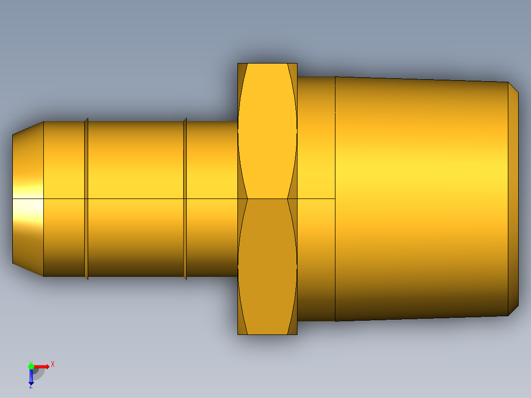 工业通用螺蚊管倒齿式工业硬管接头Male Connector 28-8-6俯视图