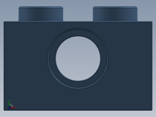 乐高机械组积木（横梁）-6004881- 3700 Medium Blue Technic Brick 1 x 2 with Hole前视缩略图