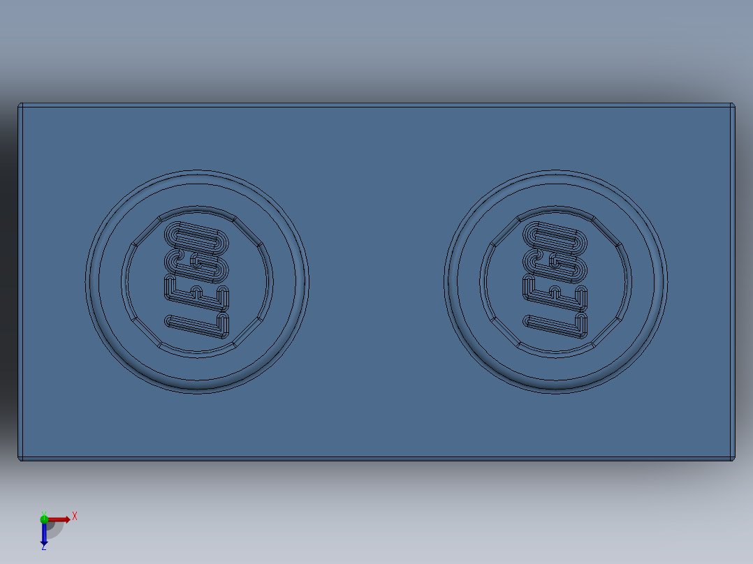 乐高机械组积木（横梁）-6004881- 3700 Medium Blue Technic Brick 1 x 2 with Hole俯视图