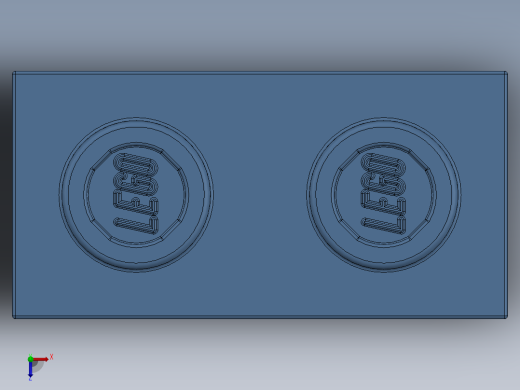 乐高机械组积木（横梁）-6004881- 3700 Medium Blue Technic Brick 1 x 2 with Hole俯视缩略图