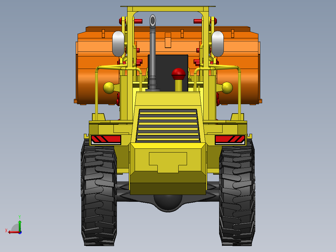 重型装载机比例模型3D图纸 Solidworks设计后视图