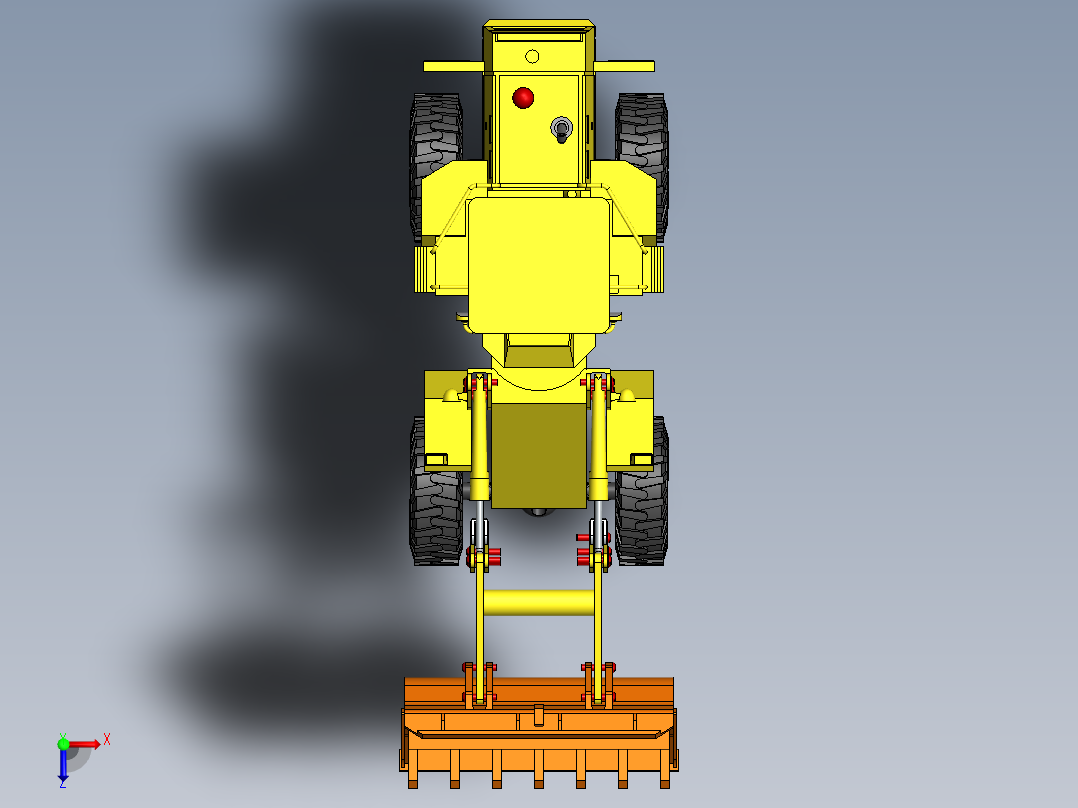 重型装载机比例模型3D图纸 Solidworks设计俯视图