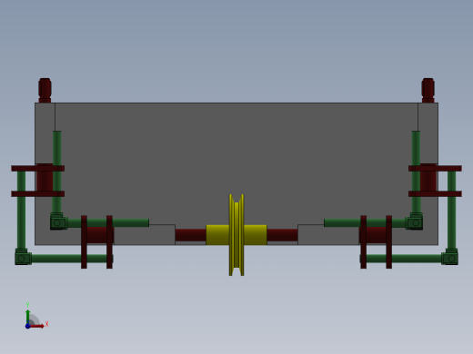 驱动两个远距离轴反向旋转的机构前视缩略图