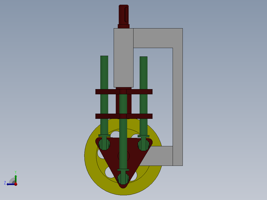 驱动两个远距离轴反向旋转的机构右视图