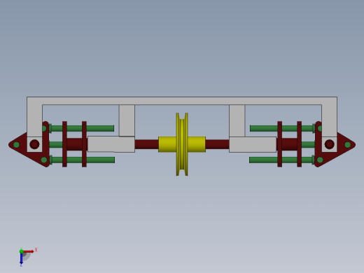 驱动两个远距离轴反向旋转的机构俯视缩略图
