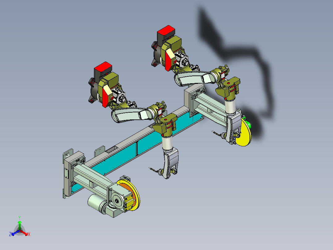 长间距大扭矩单轴变位机设计正等轴测图