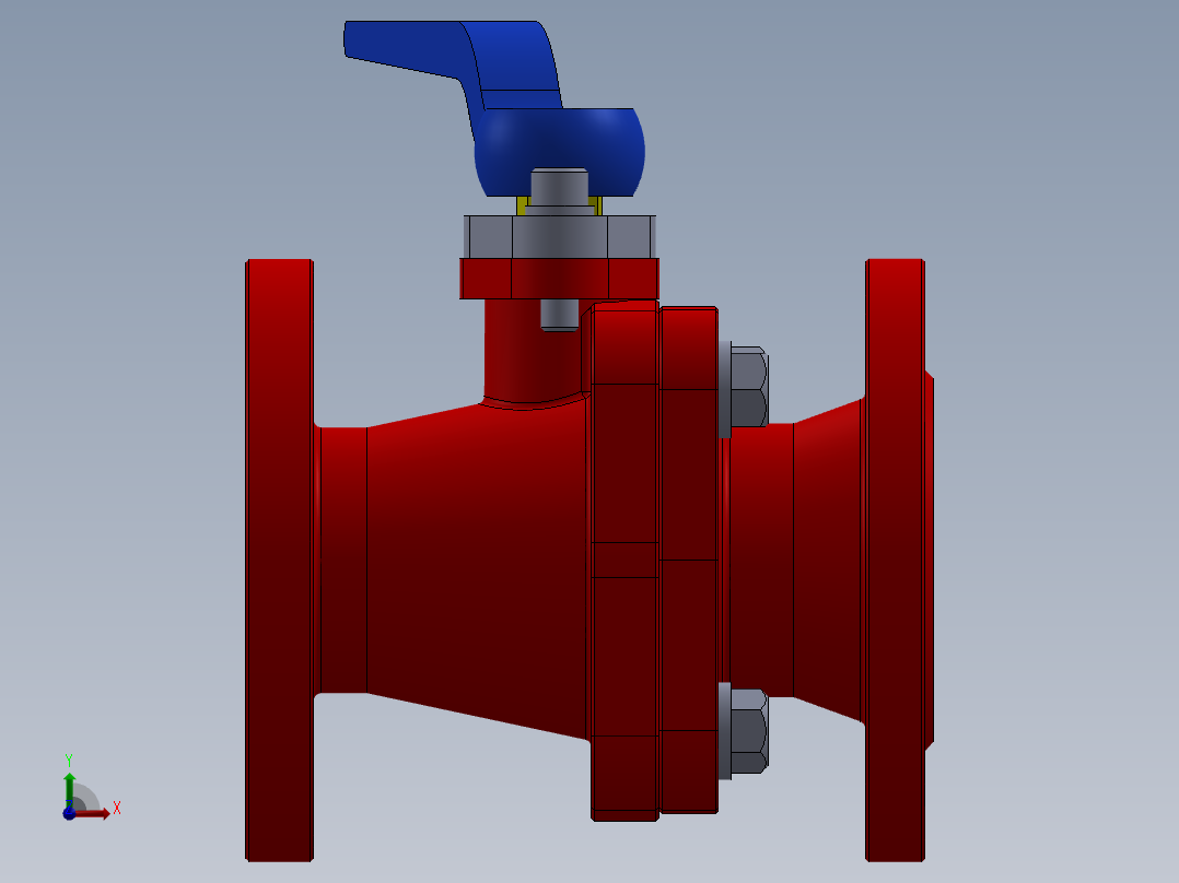 法兰球阀组件前视图
