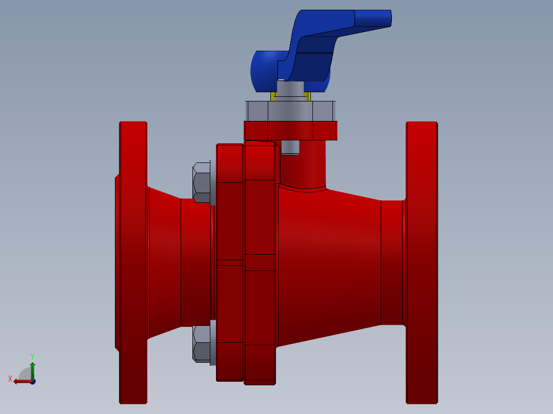 法兰球阀组件后视图