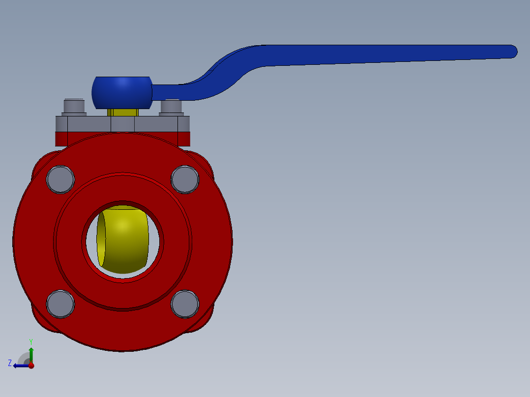 法兰球阀组件右视图