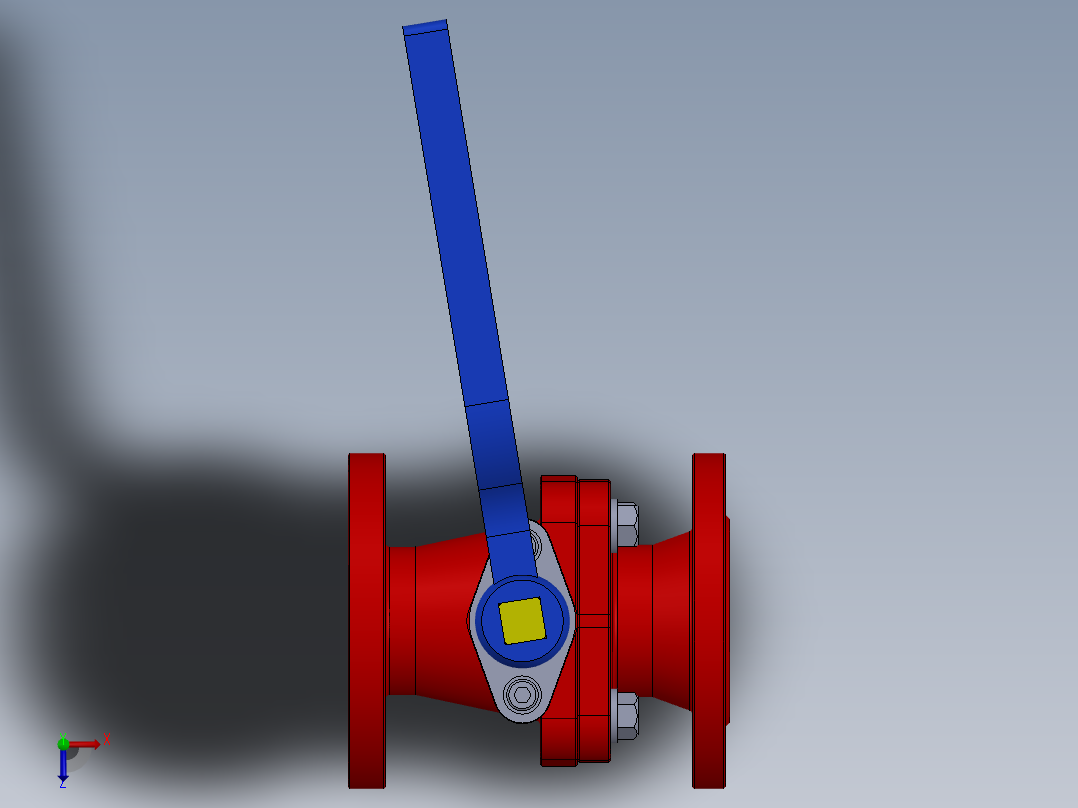 法兰球阀组件俯视图