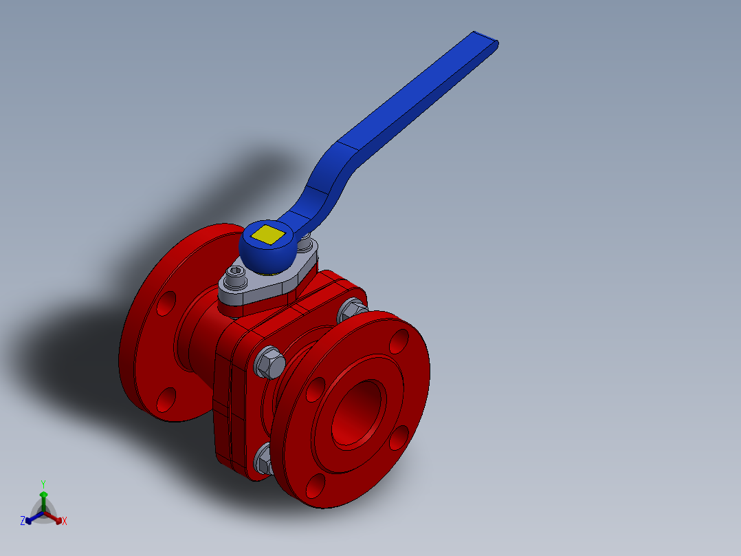 法兰球阀组件正等轴测图