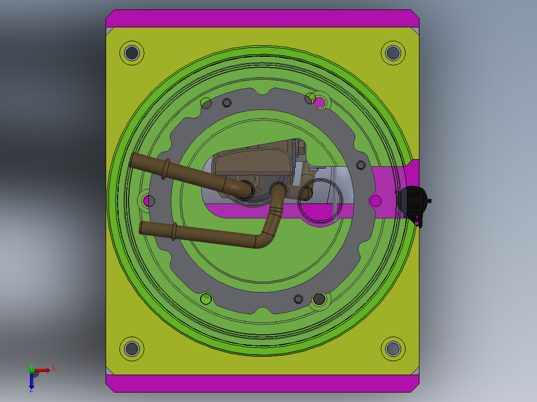 油泵法兰插头压装治具俯视图