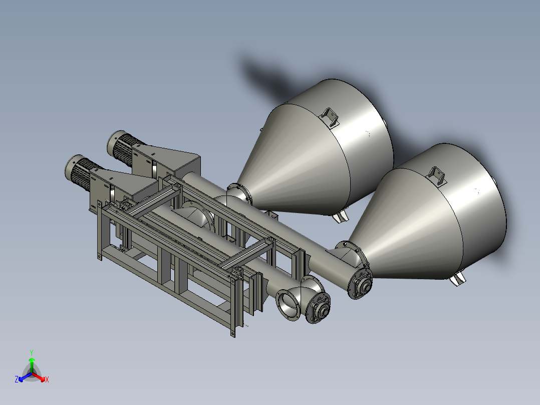 精确稳定的饲料配料系统正等轴测图