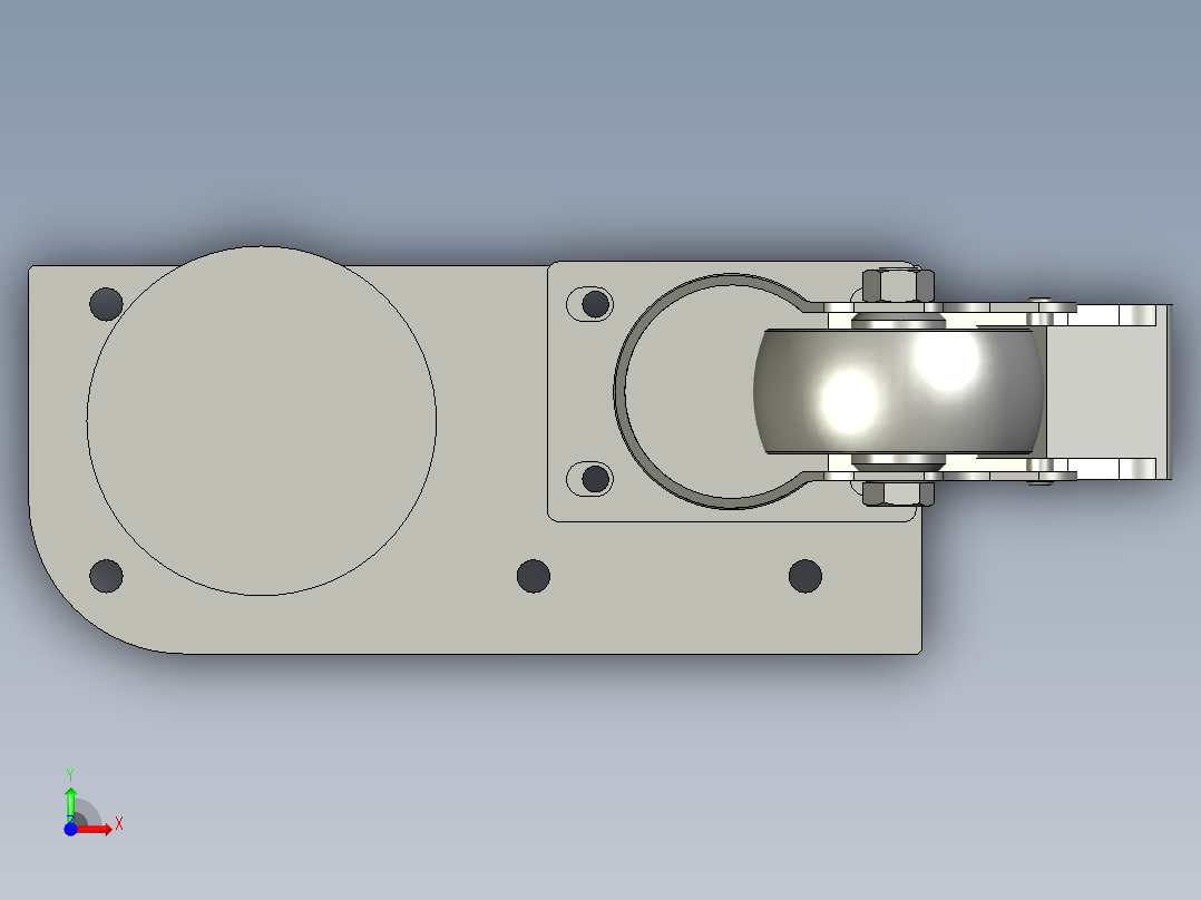 40-80R型材脚轮脚杯组件前视图