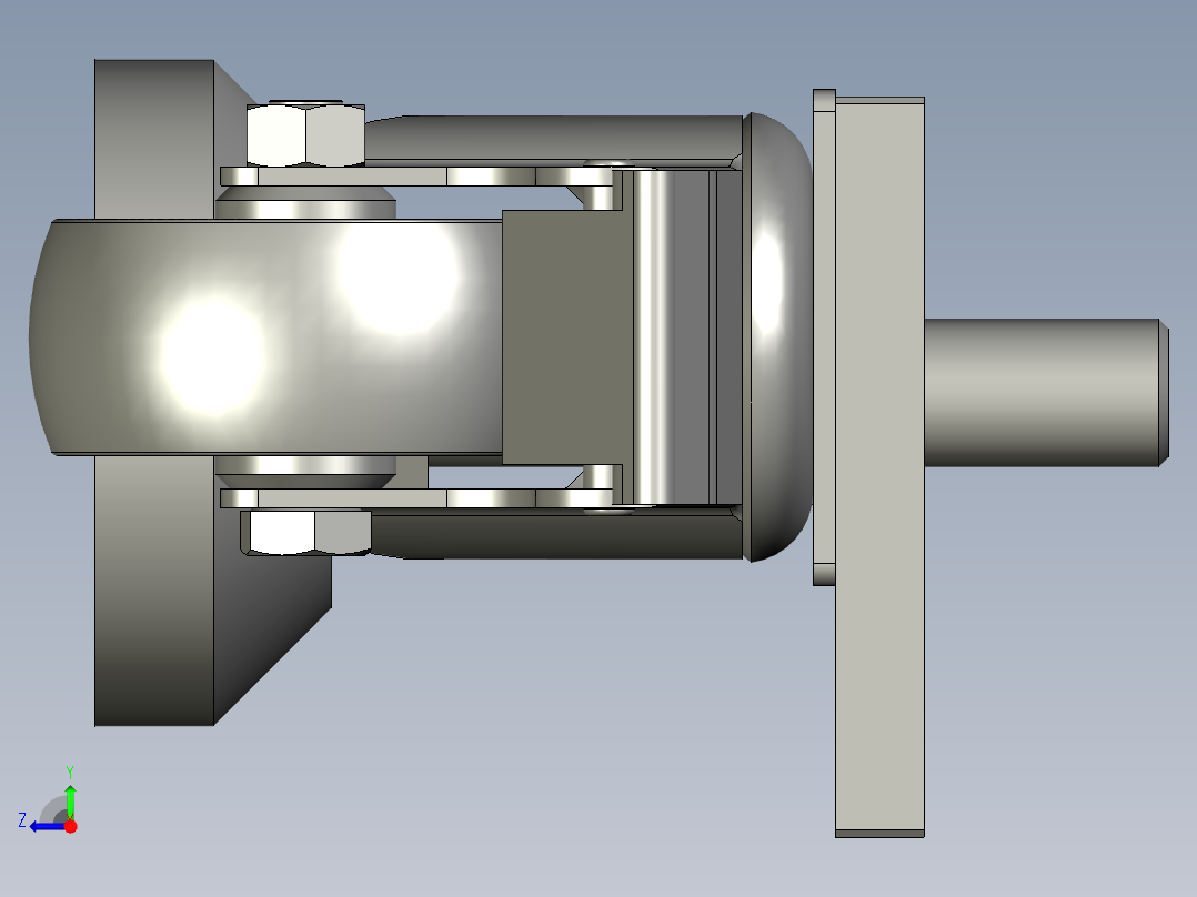40-80R型材脚轮脚杯组件右视图