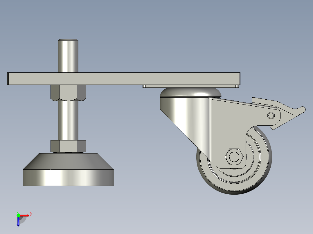 40-80R型材脚轮脚杯组件俯视图