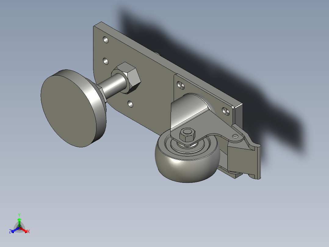 40-80R型材脚轮脚杯组件正等轴测图