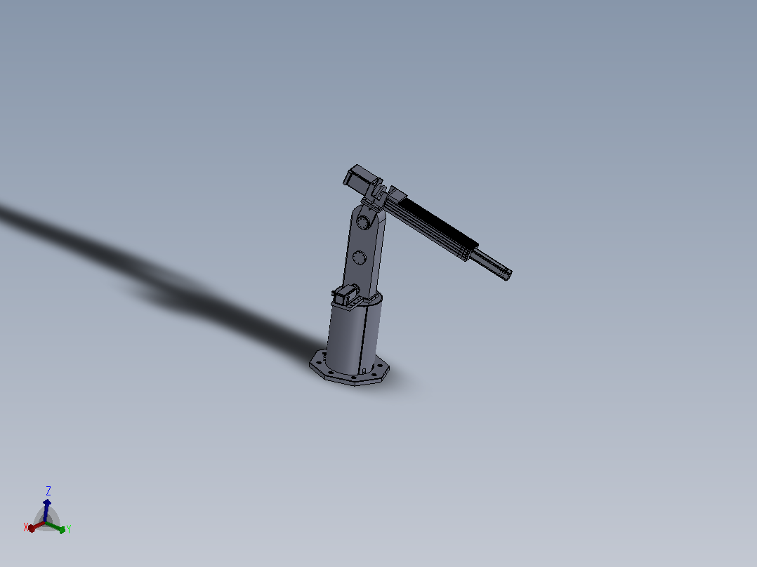 三自由度球坐标机械手设计CAD图纸说明书SolidWorks三维模型 主视图