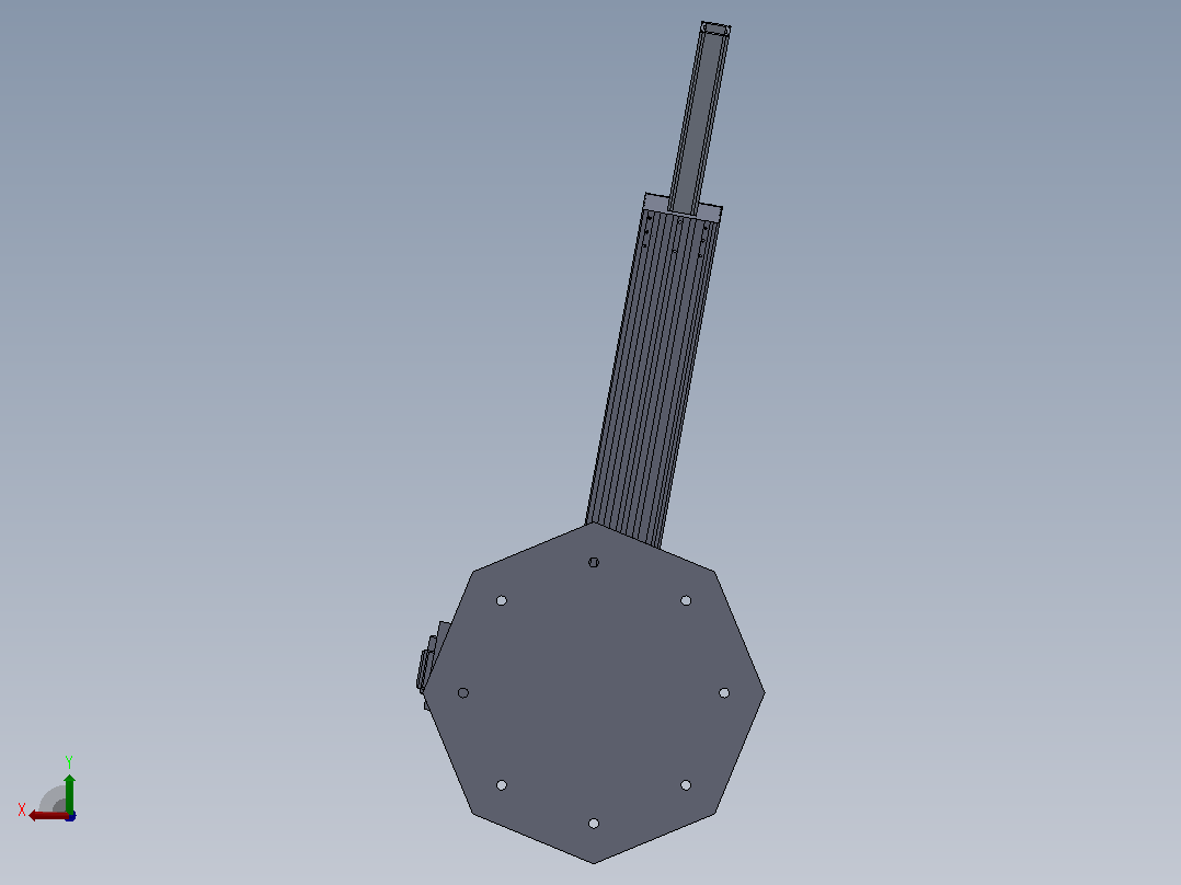 三自由度球坐标机械手设计CAD图纸说明书SolidWorks三维模型 后视图