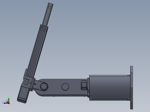 三自由度球坐标机械手设计CAD图纸说明书SolidWorks三维模型 右视缩略图
