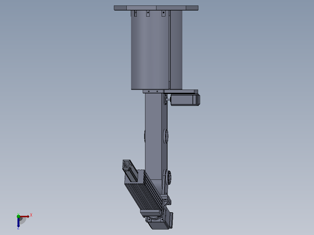 三自由度球坐标机械手设计CAD图纸说明书SolidWorks三维模型 俯视图