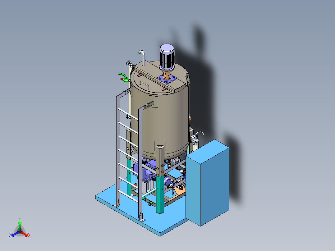 CHEMICAL INJECTION SKID化工罐模型3D图纸 IGS格式正等轴测图