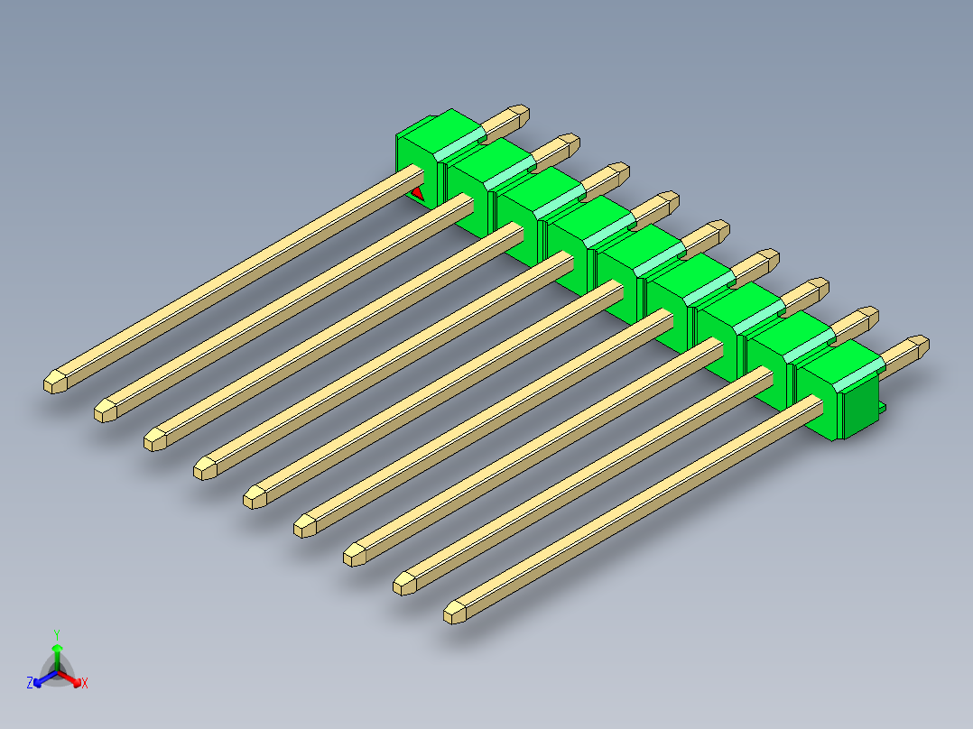 彩色公头100mil（2.54mm）系列-DS1021_green_1x09p_100mil_Type19_rev1.0主视图