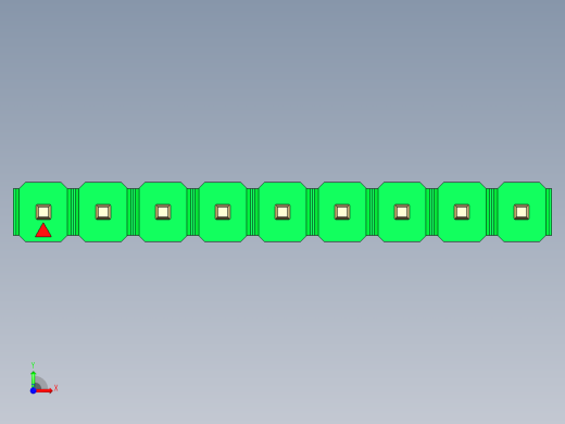 彩色公头100mil（2.54mm）系列-DS1021_green_1x09p_100mil_Type19_rev1.0前视缩略图