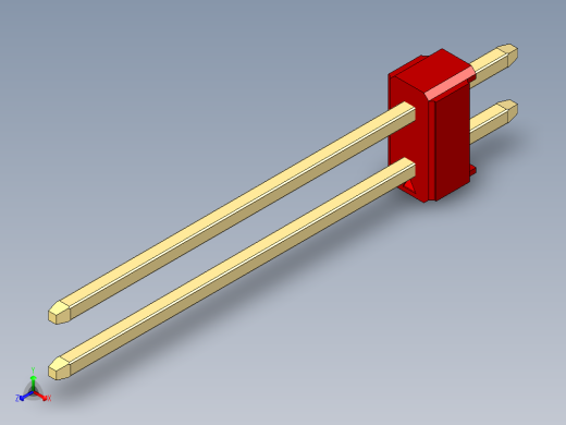 彩色公头100mil（2.54mm）系列-DS1021_red_2x01p_100mil_Type19_rev1.0正等轴测缩略图