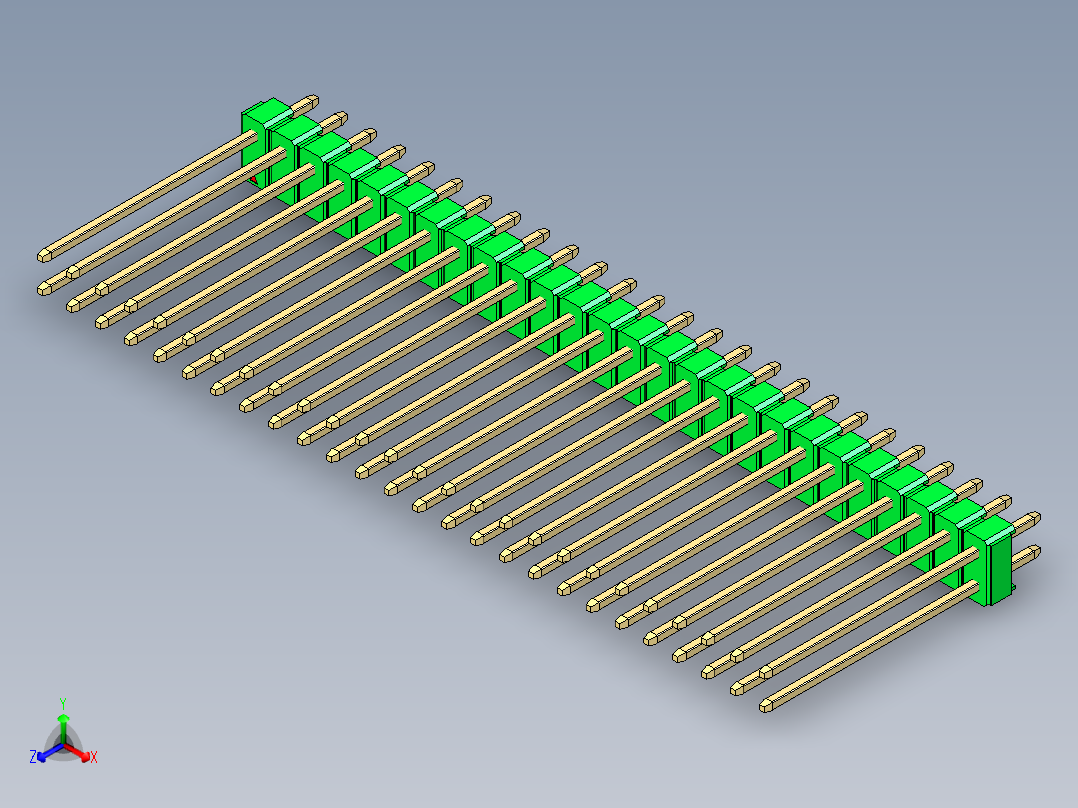 彩色公头100mil（2.54mm）系列-DS1021_green_2x26p_100mil_Type19_rev1.0主视图