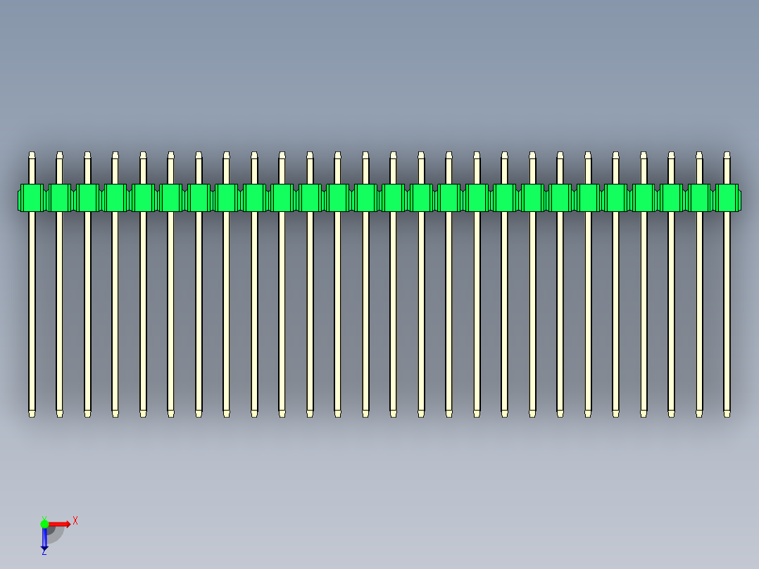 彩色公头100mil（2.54mm）系列-DS1021_green_2x26p_100mil_Type19_rev1.0俯视图