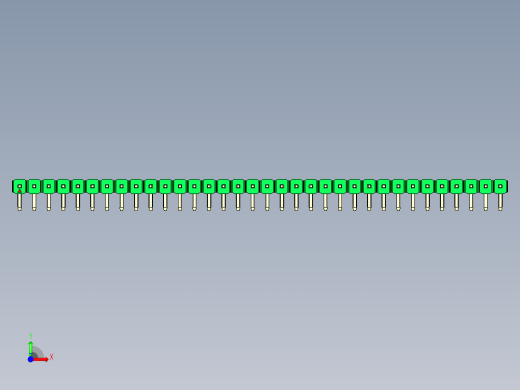 彩色公排针 100mil 2.54mm 系列-DS1022_green_1x34p_100mil_TypeD_rev1.0前视缩略图