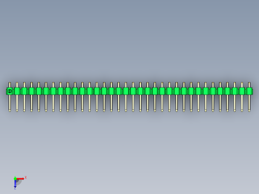 彩色公排针 100mil 2.54mm 系列-DS1022_green_1x34p_100mil_TypeD_rev1.0俯视缩略图