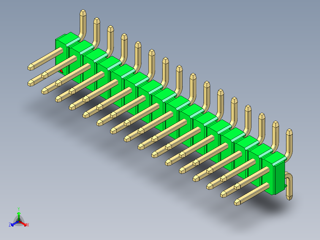 彩色公排针 100mil 2.54mm 系列-DS1022_green_32p_100mil_TypeSMT_rev1.0主视图