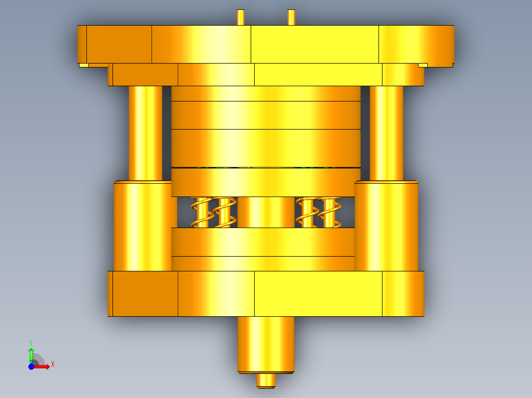 锁前板落料拉深模（CAD图+UG三维）前视图