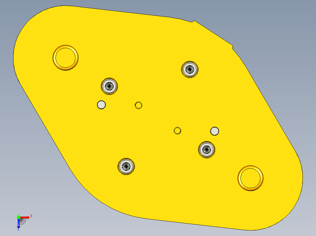 锁前板落料拉深模（CAD图+UG三维）俯视图