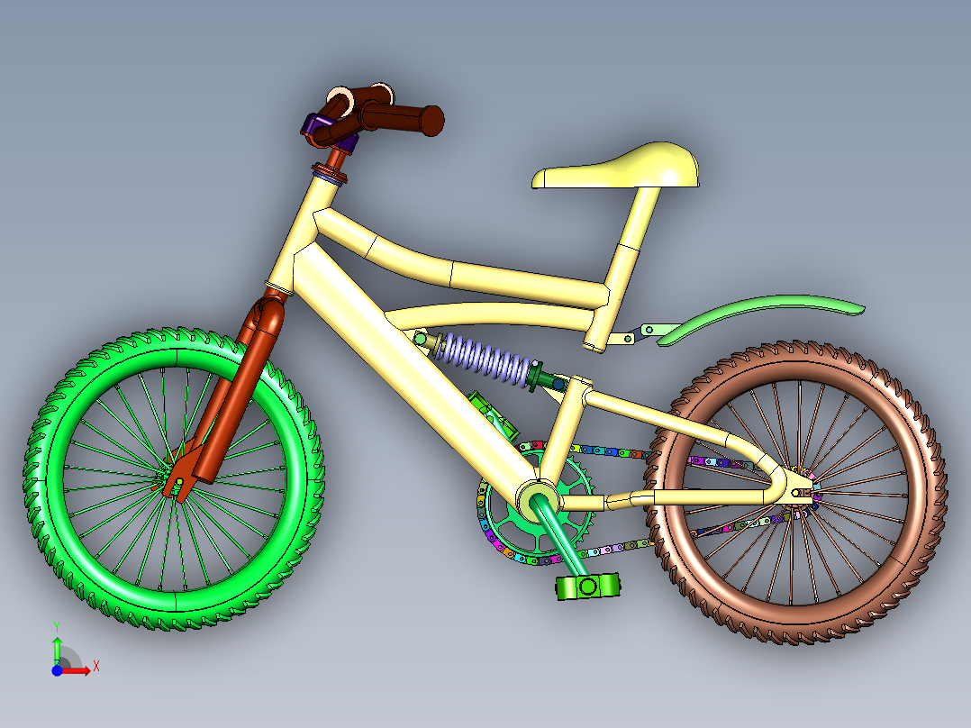 小朋友专属的软尾山地车前视图