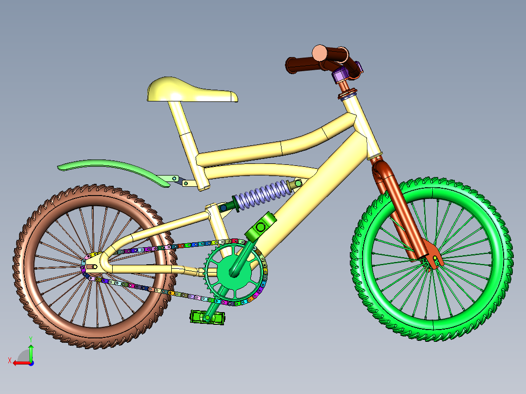 小朋友专属的软尾山地车后视图