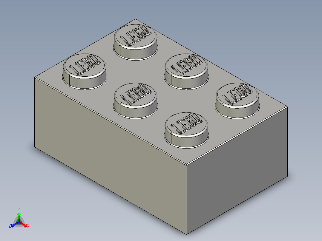 乐高套装 4421基本积木-4211386 - 3002 Medium Stone Grey Brick 2 x 3.STEP正等轴测图