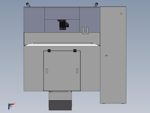 一台双头精雕机钣金 非标自动化设备3D图纸设计俯视缩略图