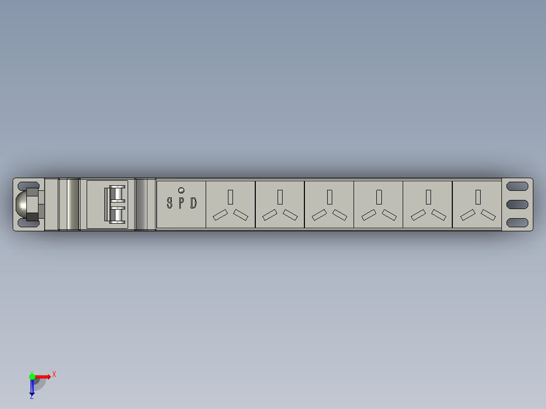 PDU机柜插座 SW STP俯视图
