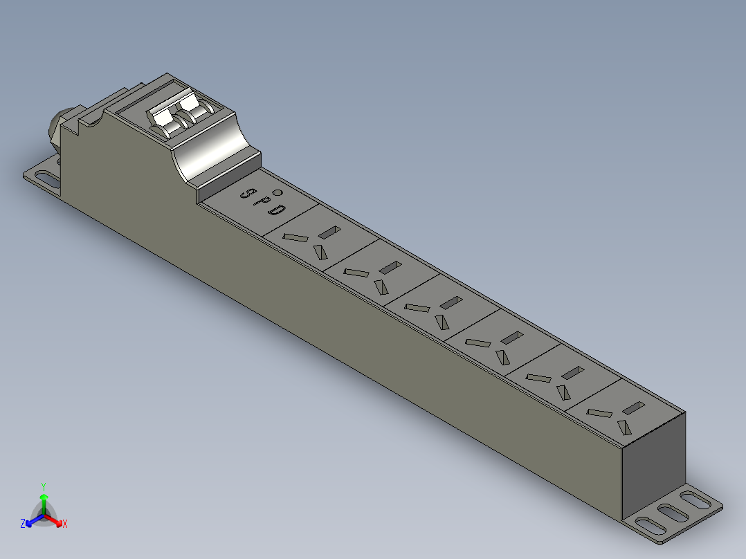 PDU机柜插座 SW STP正等轴测图