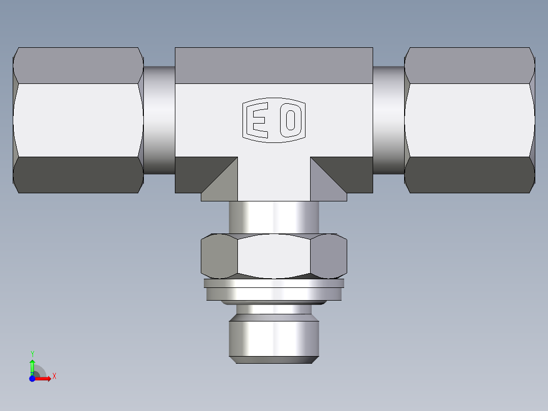 卡套式工业通用硬管接头EO_Adjustable_locknut_branch_tee_TEE06ZLMCF前视图