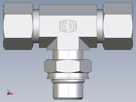 卡套式工业通用硬管接头EO_Adjustable_locknut_branch_tee_TEE12ZSMORCF前视缩略图